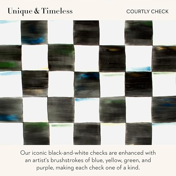 Enamel Canister Set, Mini (14 oz.), Demi (24 oz.), and Small (38 oz.) Kitchen Containers, Black-and-White Courtly Check