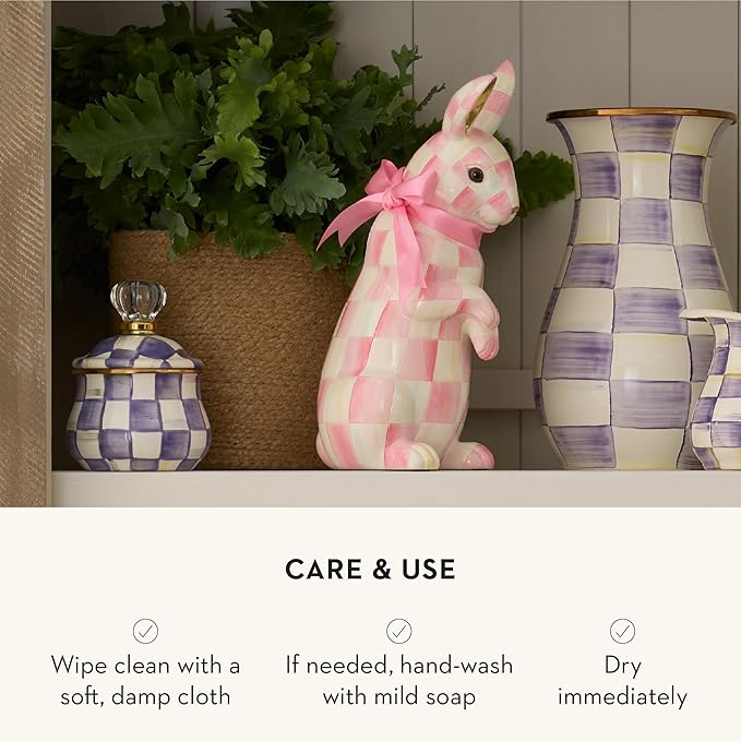 Enamel Lidded Sugar Bowl, Small Serving Bowl with Lid, 10-Ounce Capacity, Purple-and-White Violet Check