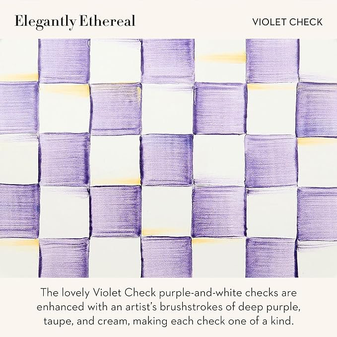 Enamel Creamer, Creamer Dispenser with Pour Spout, 14-Ounce Capacity, Purple-and-White Violet Check