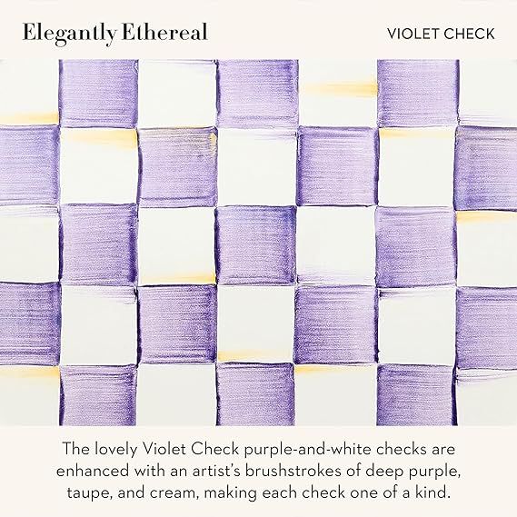 Enamel Canister, Kitchen Storage Container with Lid, Small, Purple-and-White Violet Check