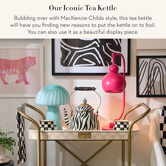 Enamel Tea Kettle, Cute Tea Kettle for Stovetop, 2 Quarts, Zebra