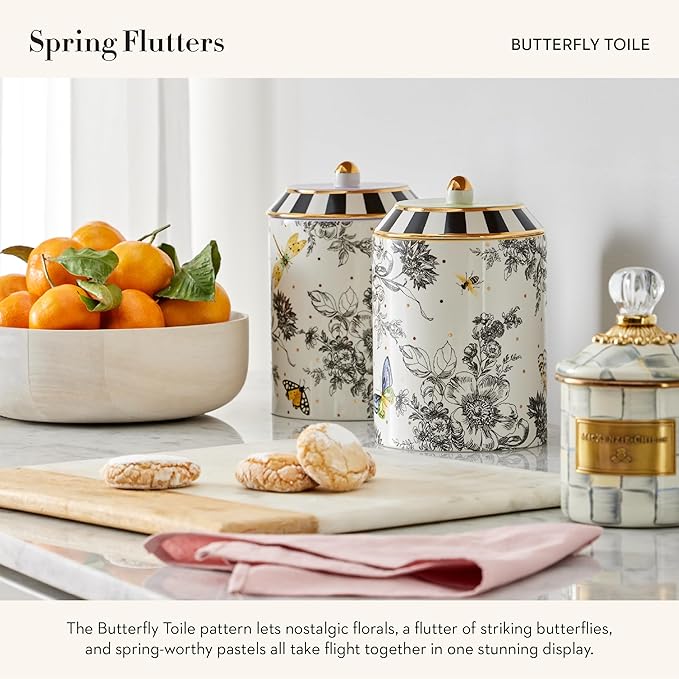 Creamer and Sugar-Bowl Set, Cream Dispenser and Sugar Holder, Unique Kitchen Decor, Butterfly Toile