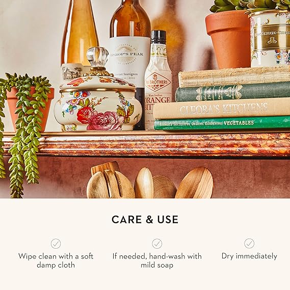 Enamel Squashed Pot, Cute Enameled Container with Lid, 20 Ounces, White Flower Market