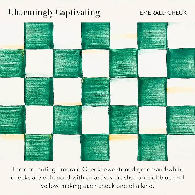 Enamel Saucer, Small Coffee and Teacup Saucer, Green-and-White Emerald Check