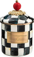Courtly Check Enamel Canister, Black-and-White Kitchen Storage Container with Lid, Demi