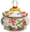 Enamel Squashed Pot, Cute Enameled Container with Lid, 20 Ounces, White Flower Market