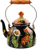 Enamel Tea Kettle, Cute Tea Kettle for Stovetop, 2 Quarts, Poppy